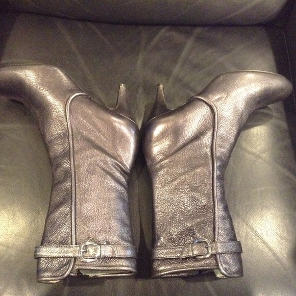 Belle by Sigerson Morrison Women's 7.5B Black Metallic Mid Calf Boots Made Italy - Picture 7 of 15